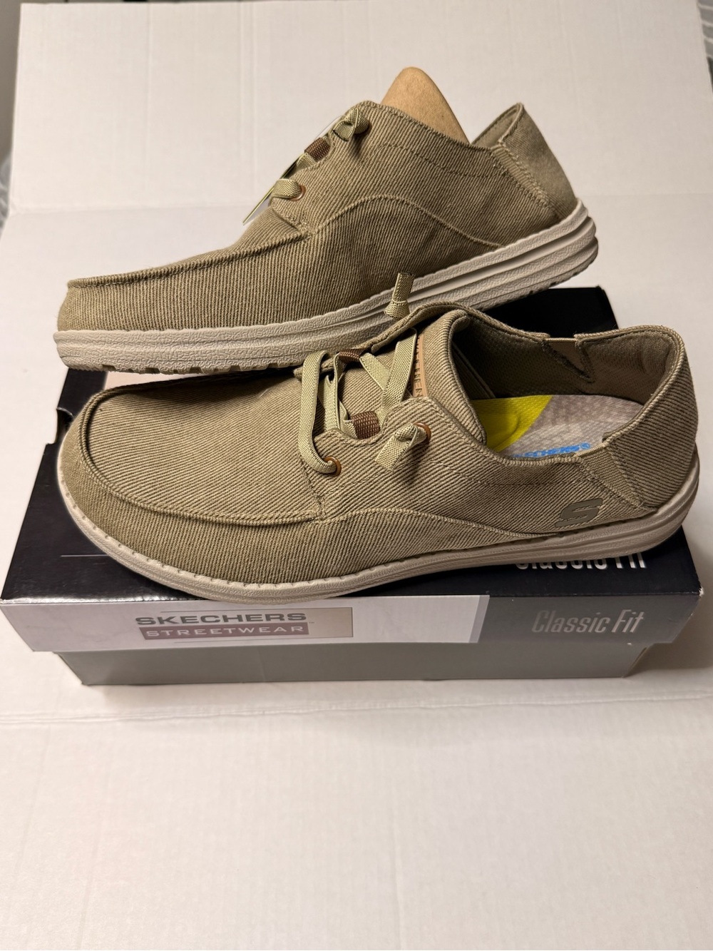 Skechers Men's Tan Canvas Slip-On Loafers